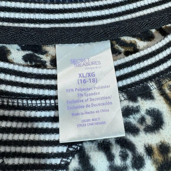 Secret Treasures Animal Print Pajama Top Women XL 16 18 Leopard Lounge Cozy Fall - Picture 3 of 6
